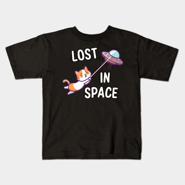 Funny cat lost in space Kids T-Shirt by Tee.gram